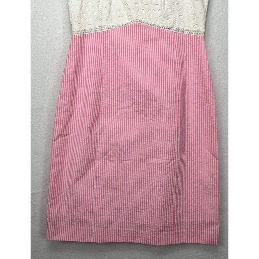 Lilly Pulitzer Maya Shift Dress White & Pink‎ Seersucker Size 0 NEW - Picture 3 of 12